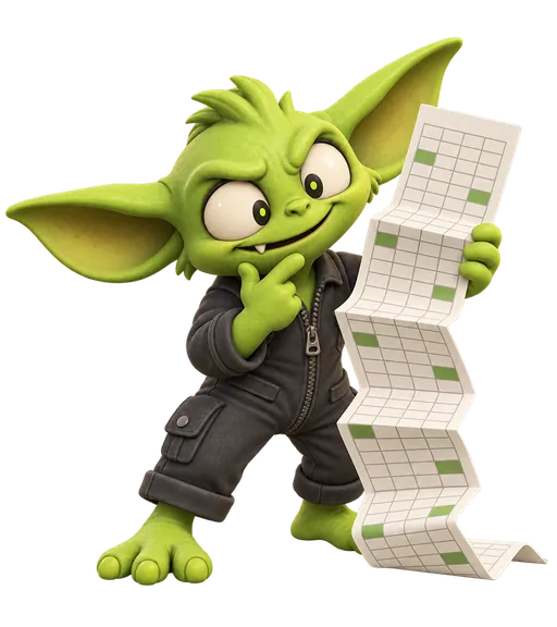 Feature gremlin examining an unusually long CSV spreadsheet